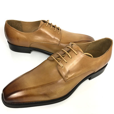 Tinggi Meningkatkan Pakaian Peningkatan Sepatu Pria Kulit Oxford dengan jari kaki persegi