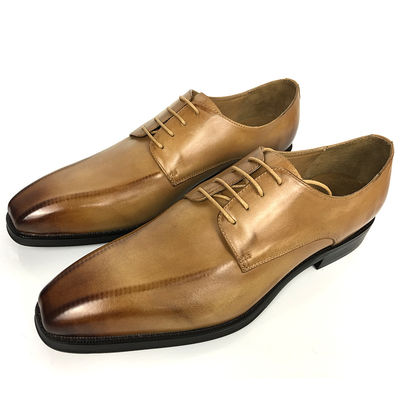 Tinggi Meningkatkan Pakaian Peningkatan Sepatu Pria Kulit Oxford dengan jari kaki persegi