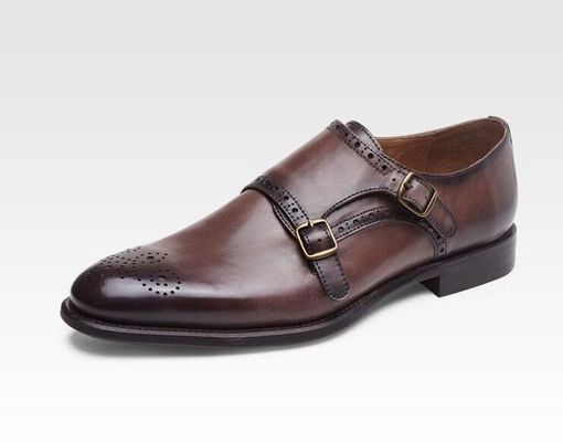 Sepatu kulit asli dari Italia, sepatu bertali, sepatu kulit untuk pria di Brogue Detail