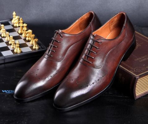 Fashion pria pakaian formal sepatu, Brogue tersembunyi sepatu hak tinggi kulit untuk pria