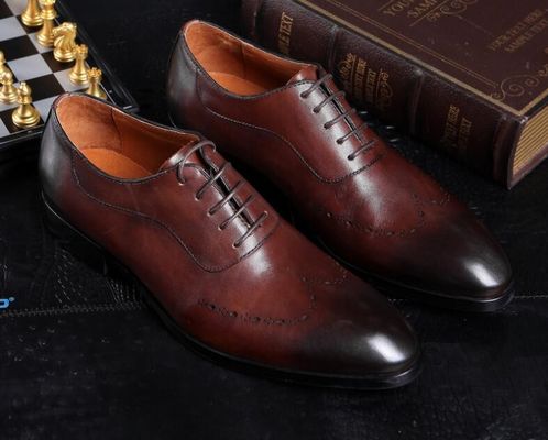 Fashion pria pakaian formal sepatu, Brogue tersembunyi sepatu hak tinggi kulit untuk pria