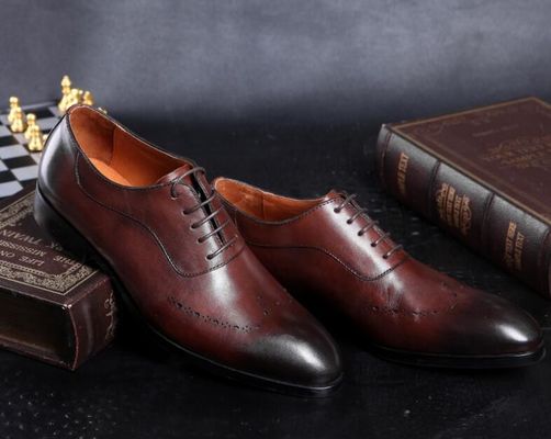 Fashion pria pakaian formal sepatu, Brogue tersembunyi sepatu hak tinggi kulit untuk pria