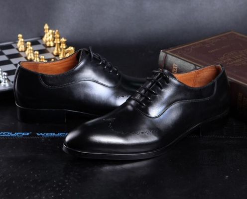 Fashion pria pakaian formal sepatu, Brogue tersembunyi sepatu hak tinggi kulit untuk pria