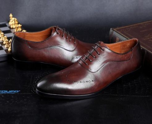 Fashion pria pakaian formal sepatu, Brogue tersembunyi sepatu hak tinggi kulit untuk pria
