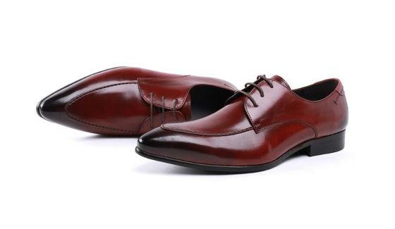 Desain Patent Kulit Hitam Sepatu Pakaian, Lace Up Sepatu