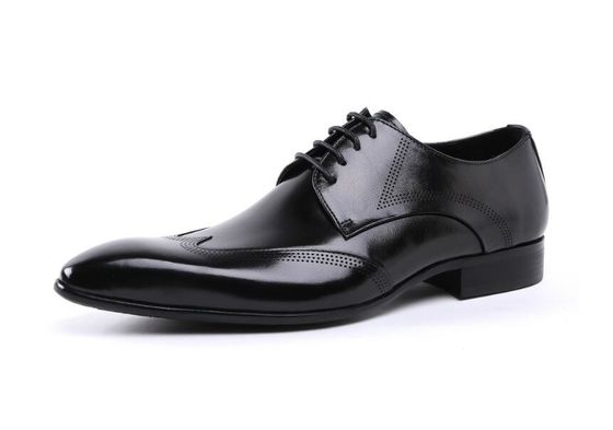 Custom Brogue Brown sikat off sepatu kulit nyaman gaun untuk pria