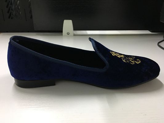Pria tahan lama Velvet Loafers Round Toe Pria Biru Suede Slip On Shoes