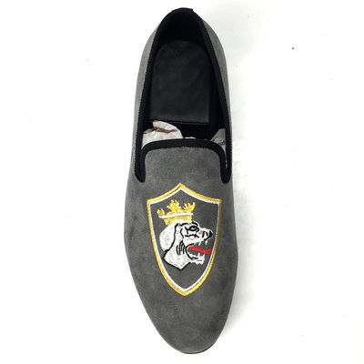 Komfort tahan lama Full Grain Kulit Loafers, abu-abu tangan dicat Loafers
