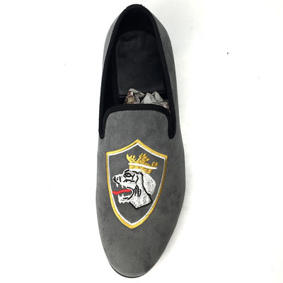 Komfort tahan lama Full Grain Kulit Loafers, abu-abu tangan dicat Loafers