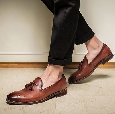 Summer Brown Pria Kulit Loafers Sepatu Slip On Brogue Tassel Loafers