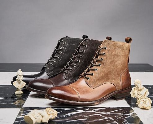 Fashion tahan lama Warna Kulit Musim Dingin Pria Gaya Militer Sepatu Waterproof