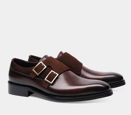 Sepatu Pria Bernafas Pakai Tahan Pakai Sepatu Rantai Double Monk buatan tangan