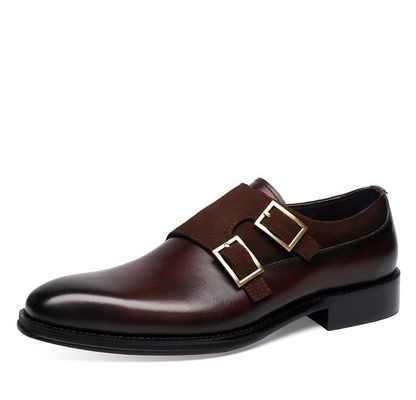Sepatu Pria Bernafas Pakai Tahan Pakai Sepatu Rantai Double Monk buatan tangan