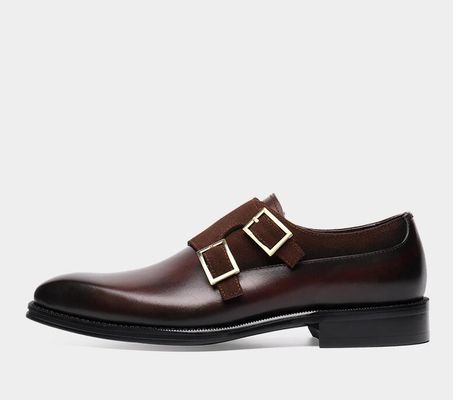 Sepatu Pria Bernafas Pakai Tahan Pakai Sepatu Rantai Double Monk buatan tangan