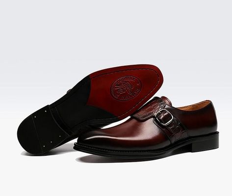 Sepatu pria mewah dengan tali / sepatu kulit asli murni gaya Italia Loafer untuk pria