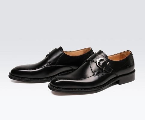 ODM Oxford Genuine Leather Dress Shoes / Luxury Mens Monk Strap Shoes dengan tumit 3cm