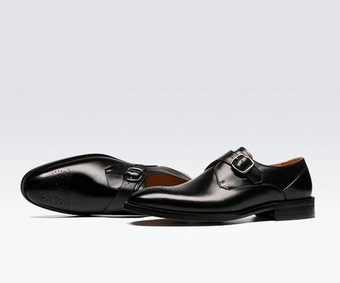 Oxford Kulit Pria Buckle Dress Shoes hijau / Hitam Gentleman Dress Shoes