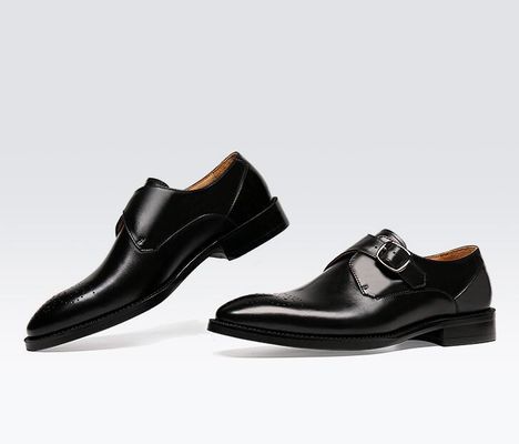 Oxford Kulit Pria Buckle Dress Shoes hijau / Hitam Gentleman Dress Shoes