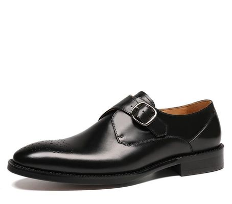 Oxford Kulit Pria Buckle Dress Shoes hijau / Hitam Gentleman Dress Shoes