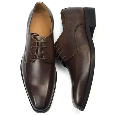 Warna cokelat Pria Kulit Casual Sepatu Low Heel Sepatu Tinggi Urusan Bisnis Gaya
