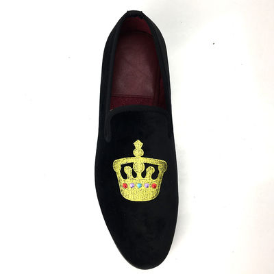 Luxury Hitam Pria Velvet Loafers Round Toe Bernafas Untuk Pesta / Malam