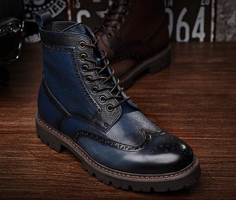 Fashion Ankle asli sepatu bot kulit hangat, sepatu kerja untuk pria