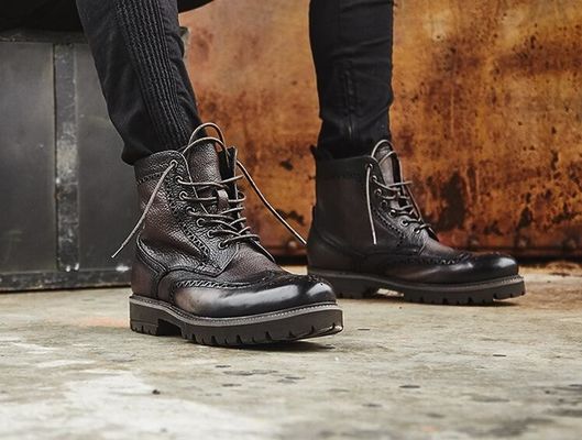 Fashion Ankle asli sepatu bot kulit hangat, sepatu kerja untuk pria