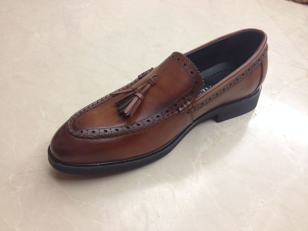 Tassel Bull Hollow Out Men Formal Dress Shoes Leisure Brown Slip On Dress Shoes