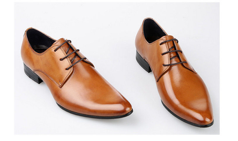 Celana pengantin pria dengan jari-jari menonjol Sepatu Kuning Dasi Up Sepatu Oxford buatan tangan