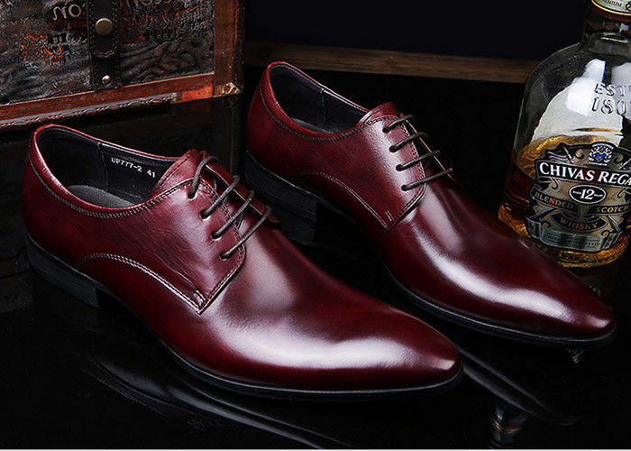 Romantic Soft Leather Men's Wedding Dress Shoes Pure Color Brush Off Gaya Inggris