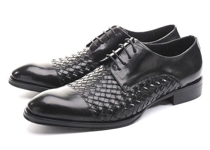 Bisnis BV Oxford Pria Casual Dress Shoes, Pria Hitam Lace Up Shoes untuk pesta