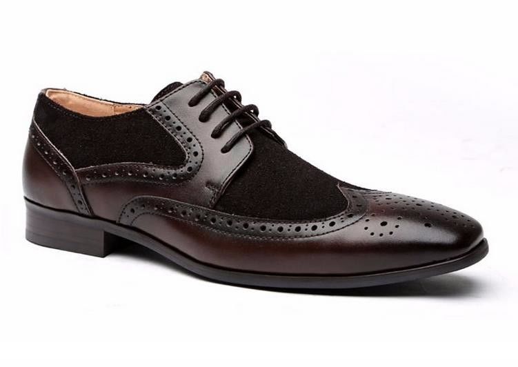 Kulit sapi kelas tinggi Pria Berkilau Kaki Sepatu Pakaian Fashion Brogue Sepatu Untuk Pria