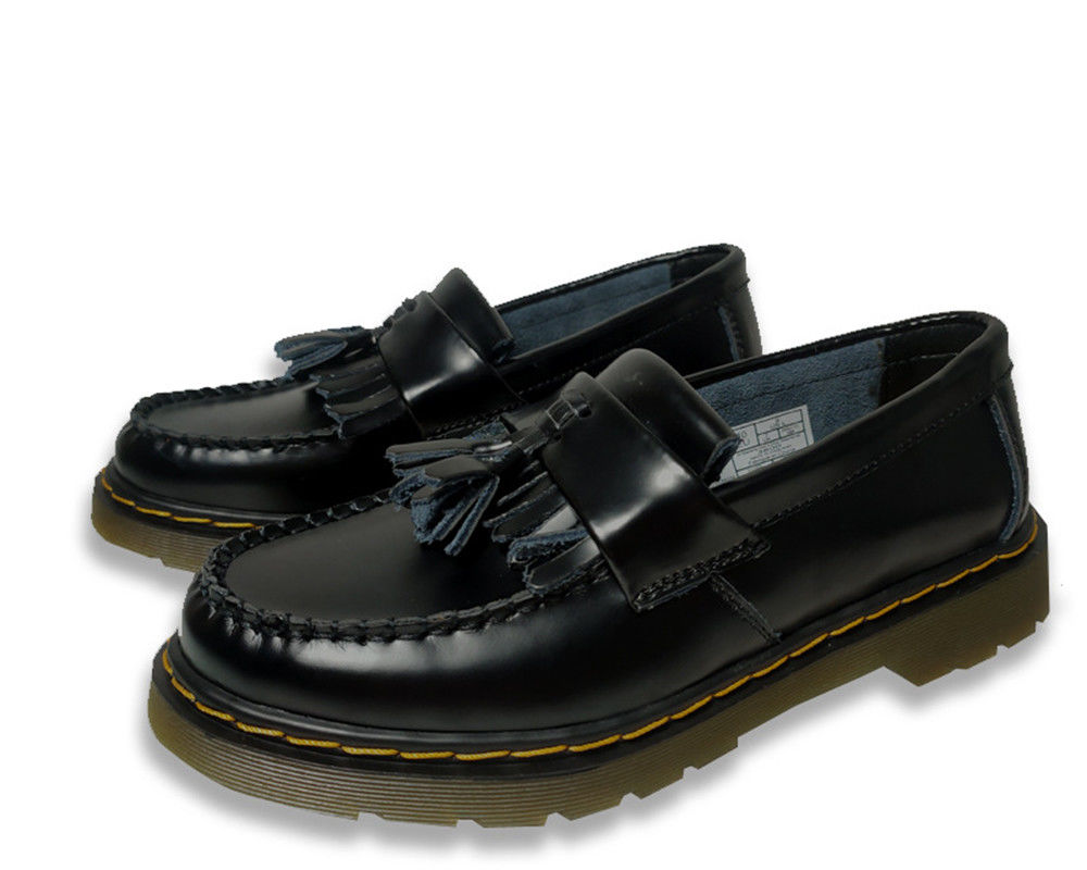 Wanita Hitam Adrian Tassel Kulit Loafers Ukuran Disesuaikan Untuk Formal / Casual