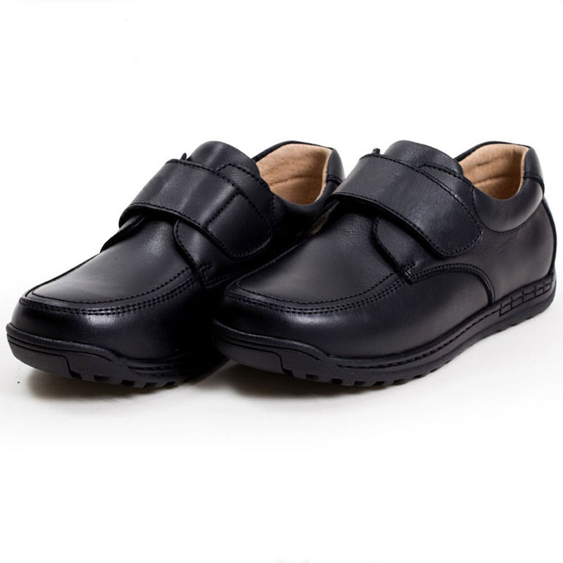 Sepatu Sekolah Unisex Kulit Hitam Ukuran 26-45 Tumit datar Dengan lapisan Kulit