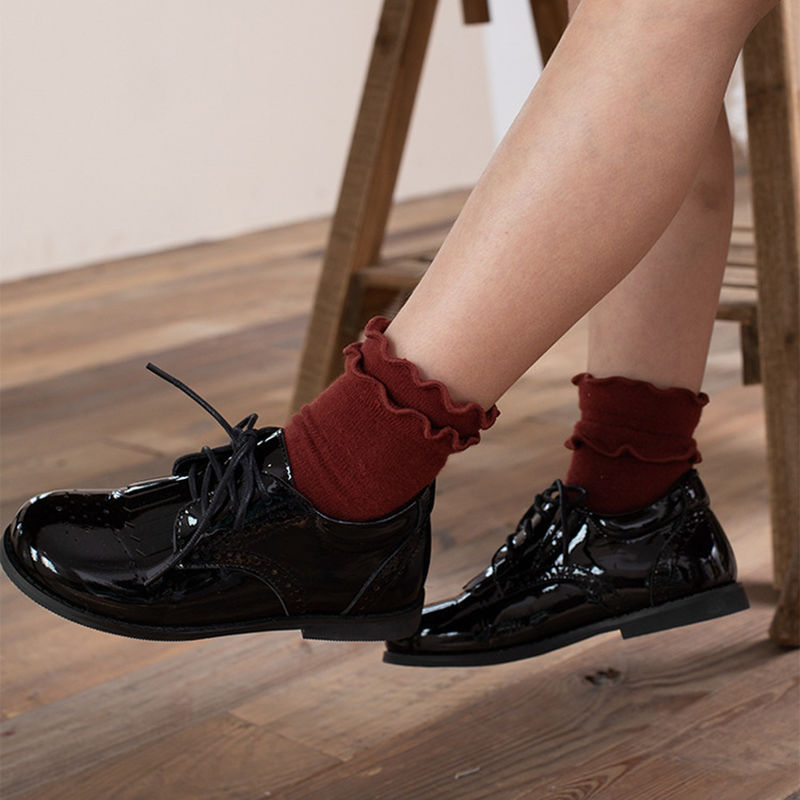 Sepatu sekolah kulit unisex ukuran 26-40 gadis Tassel sepatu kulit