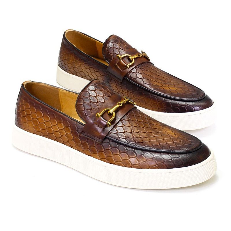 Semua Musim Pria Slip On Sneakers Kulit Asli Flat Boat Shoes Untuk Liburan