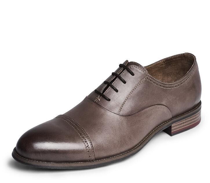 Round Toe Fashion Men Dress Shoes, Lace Up OEM Dark Brown Oxford Sepatu