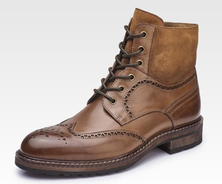 Pria berujung kaki kulit cokelat Chelsea Boots, kulit renda sepatu pergelangan kaki untuk pesta