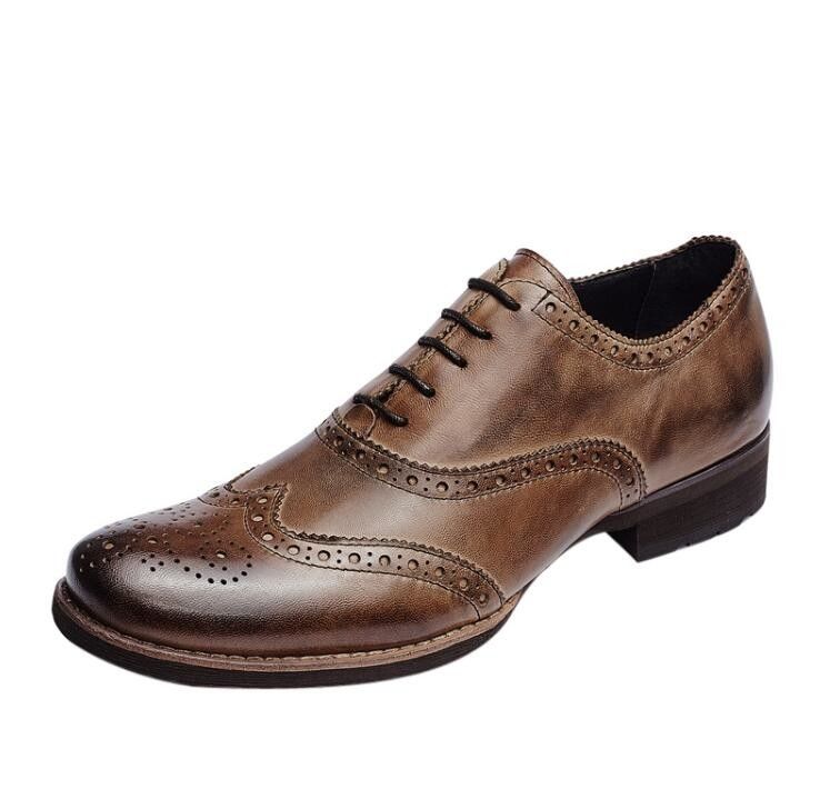 Soft Men'S Casual Shoes Normal Size Brown Kulit Brogue Sepatu