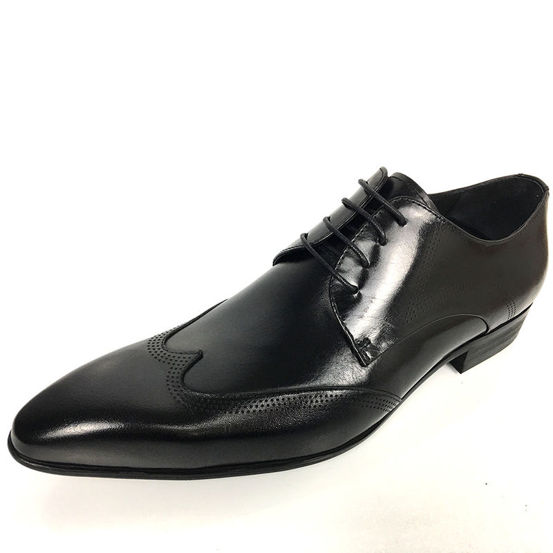 2018 Gaya Terbaru Kualitas Kulit Merek Mewah Pria Laceup Formal Dress Sepatu 2018 Pabrik Hot Fashion Gaya Pria Kulit