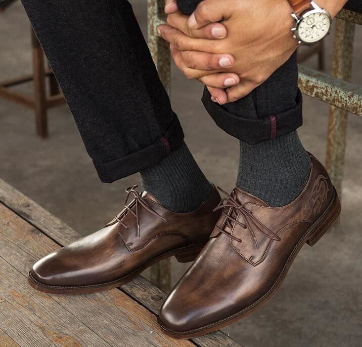 Pekerja Kantor Pria formal pakaian formal sepatu, sepatu kulit asli Italia