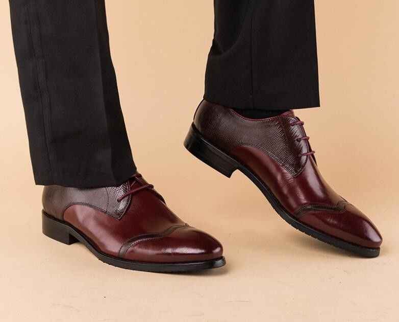 Handmade kulit asli pria sepatu gaun, sepatu kulit kasual untuk pernikahan atau pesta