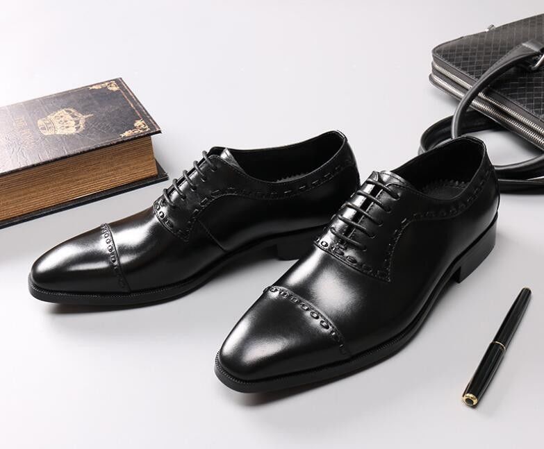 Kulit Musim Semi / Musim Gugur Pakaian Pernikahan Pria Sepatu Pria Fashion Goodyear Soles Oxford