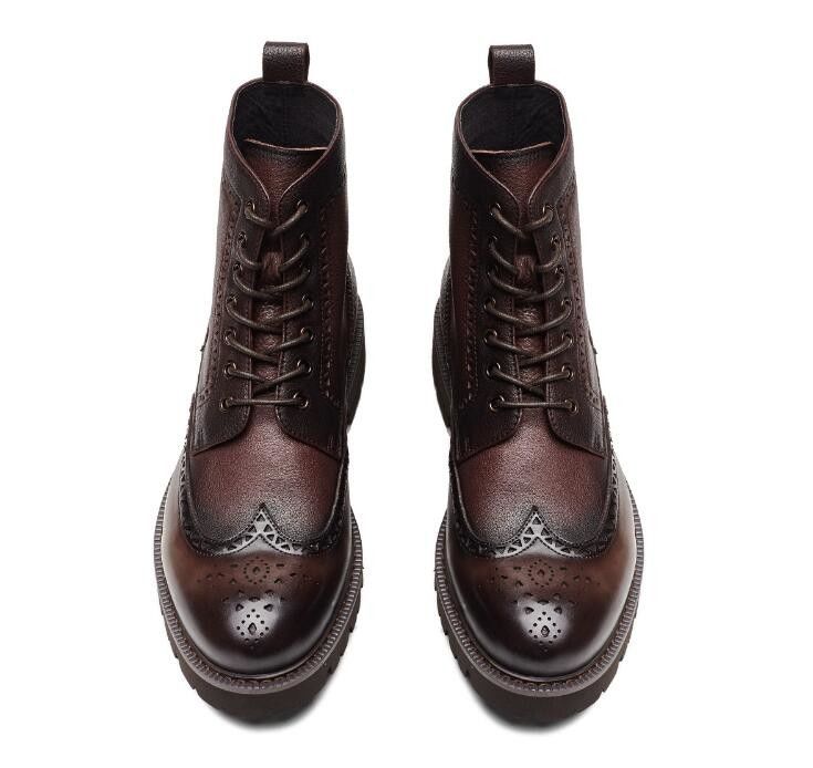 Fashion Ankle asli sepatu bot kulit hangat, sepatu kerja untuk pria